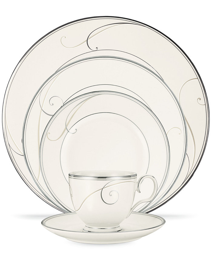 Noritake Dinnerware Platinum Wave Round 5 Piece Place Setting