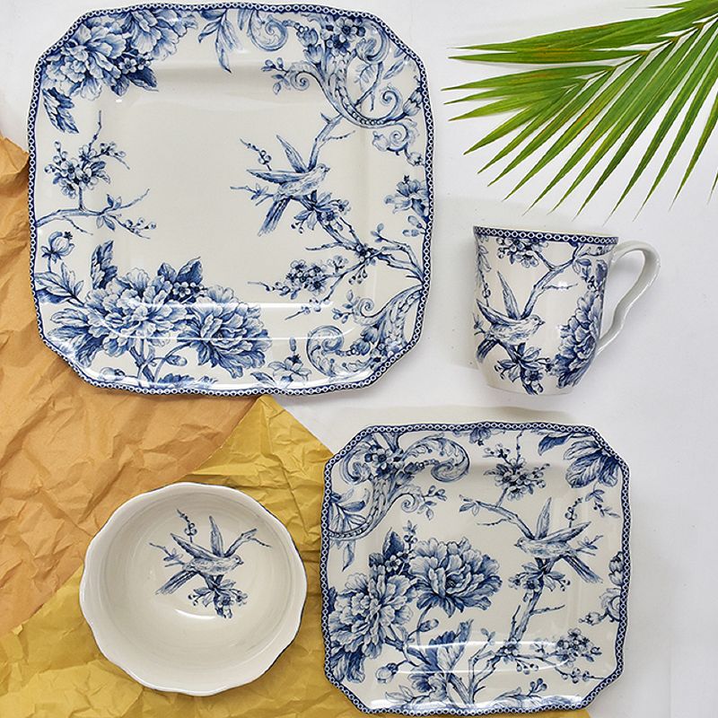 222 Fifth Adelaide Blue 16-pc. Square Dinnerware Set