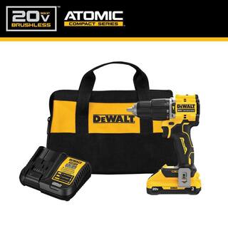 DW ATOMIC 20-Volt Lithium-Ion Cordless 12 in. Compact Hammer Drill with 3.0Ah Battery Charger and Bag DCD799L1