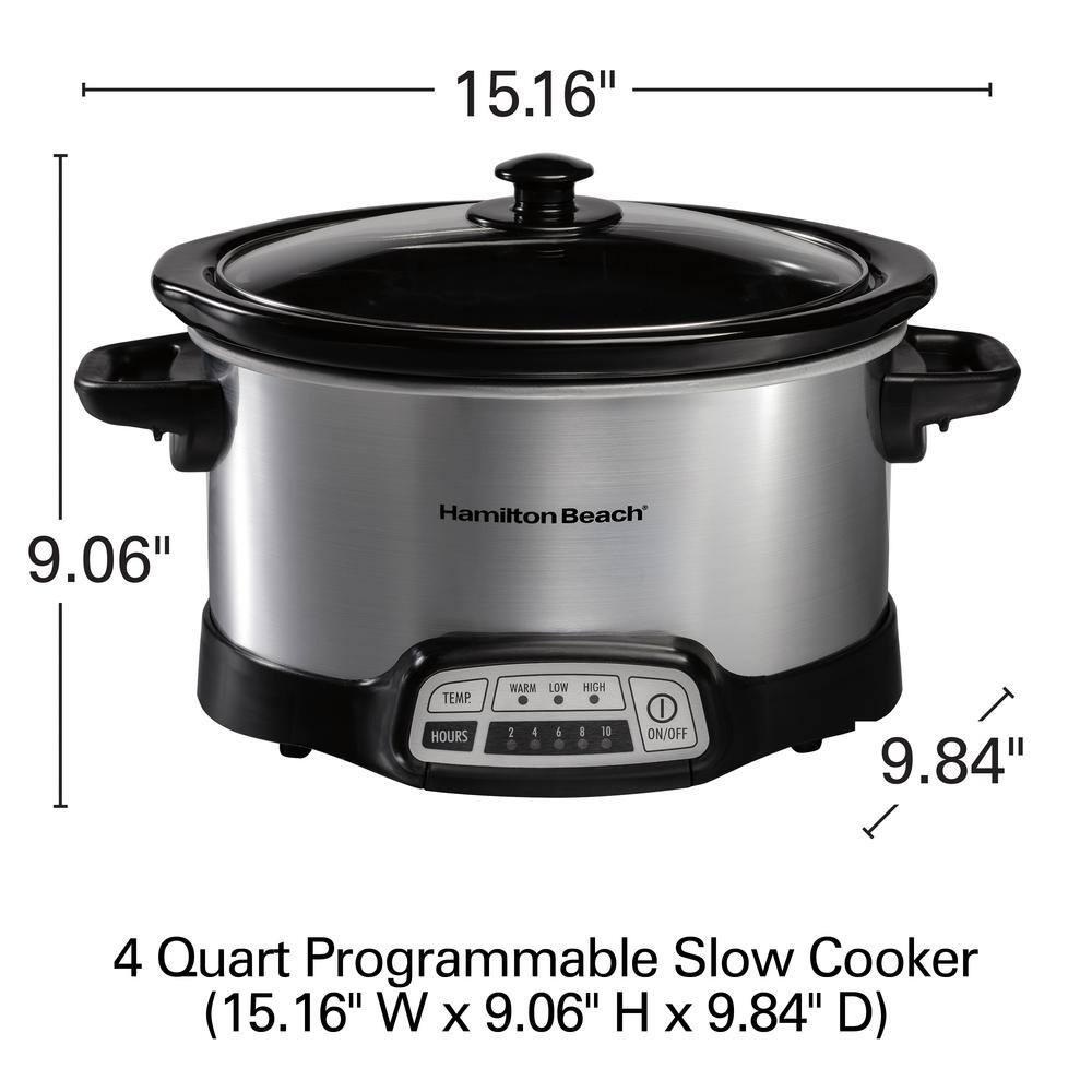 Hamilton Beach 4 Qt. Stainless Steel Slow Cooker with Built in Timer 33443