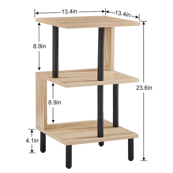 3-Tier Side Table Set of 2 Tall End Table with Storage Rack