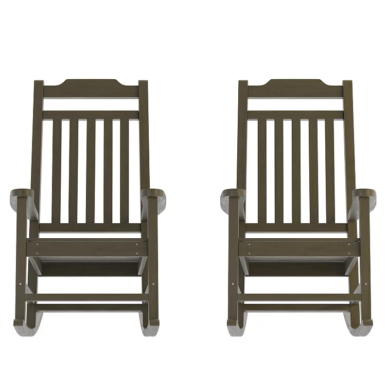 Flash Furniture Winston All-Weather Faux Wood Rocking Chair 2 pc Set