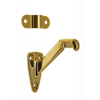 idh by St. Simons 3-14 in. Solid Brass Hand Rail Bracket in Polished Brass No Lacquer 18013-3NL