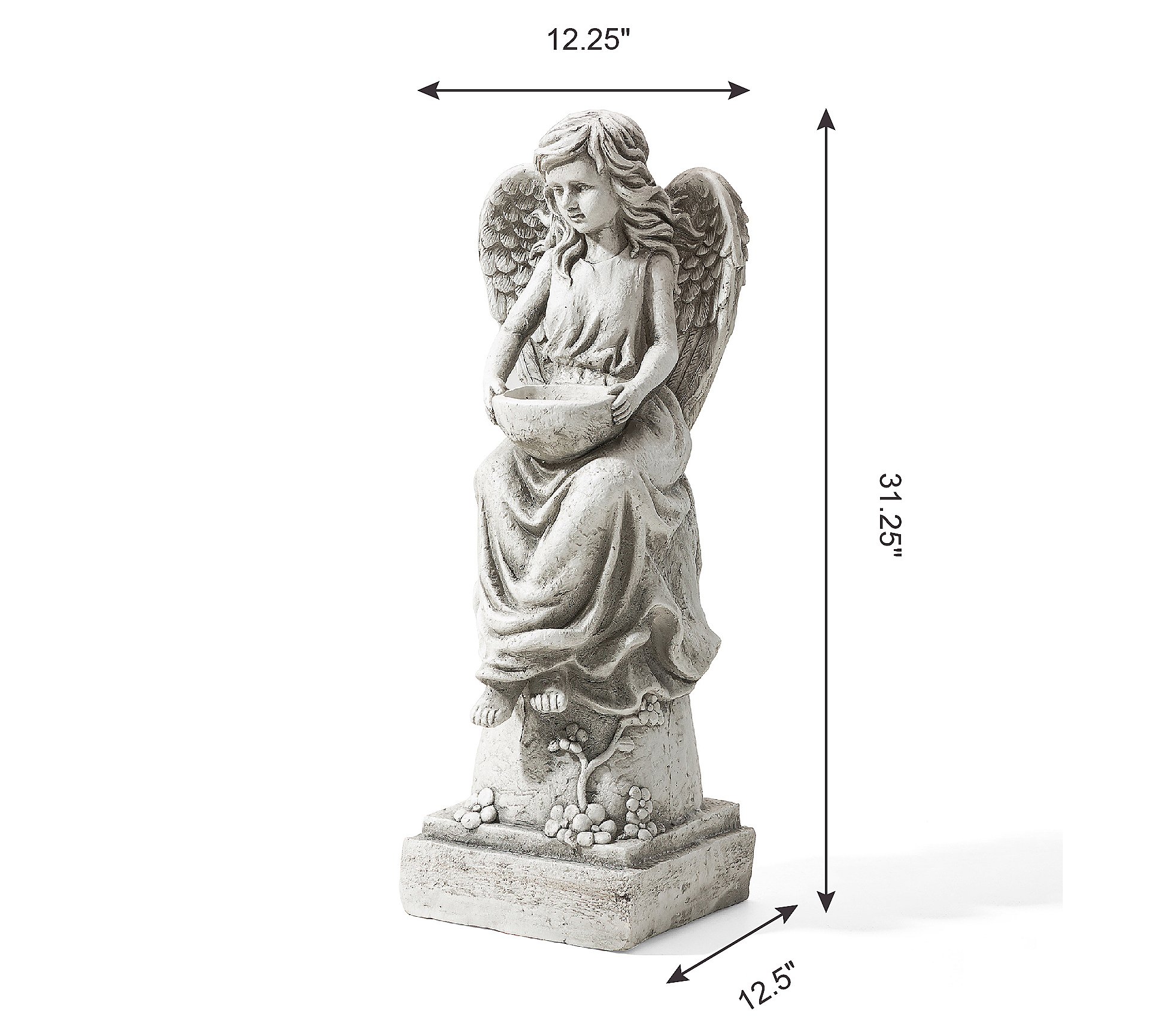 Glitzhome Glorious Angel Lawn Garden Statue Wit h Bird Feeder