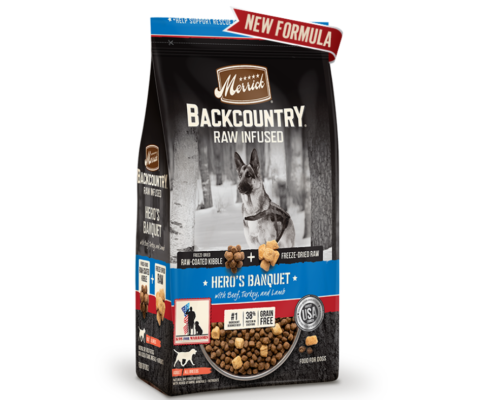 Merrick Backcountry， Raw Infused - All Breeds Adult Dog Hero's Banquet