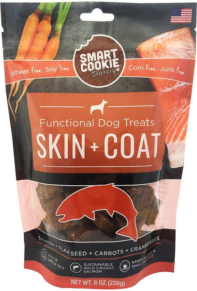 Smart Cookie Barkery Skin and Coat Salmon Dog Treats， 8-oz bag