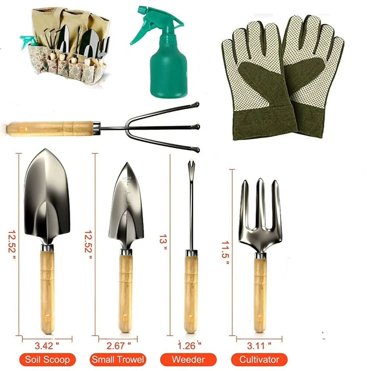 Ergonomic Garden Supplies Wooden Handle Shovel Bag Small Garden Hand Tools Set