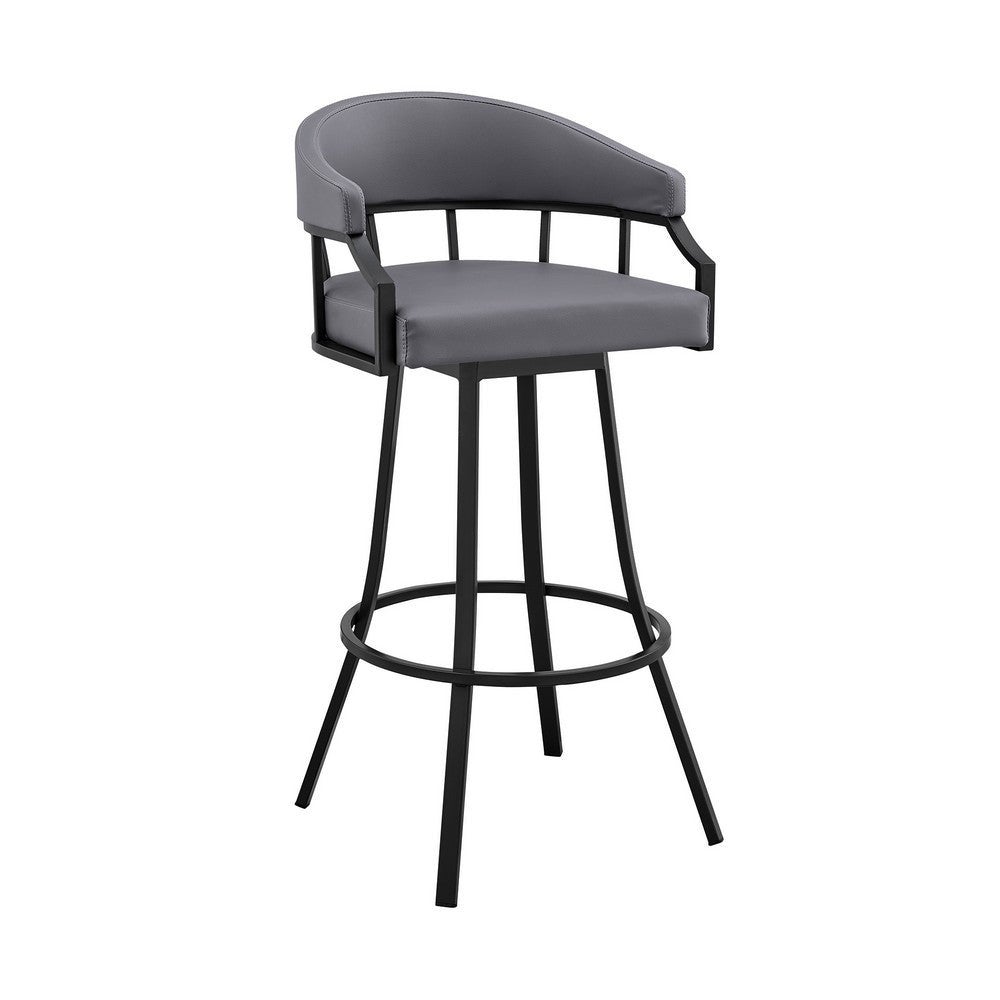 Mayla 26 Inch Swivel Counter Stool， Black Flared Legs - 36 H x 21 W x 21 L Inches