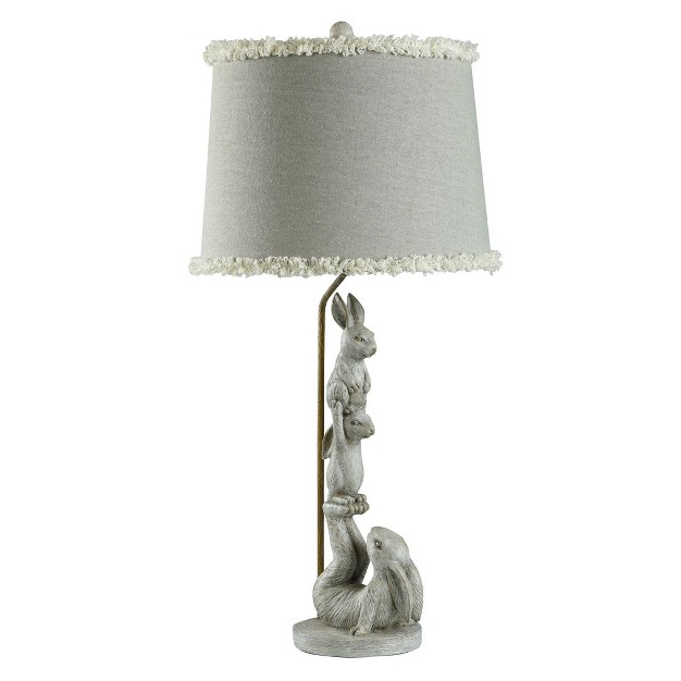 Chrysta Cream Table Lamp Charming Bunnies With Ruffle Trimmed Shade Stylecraft