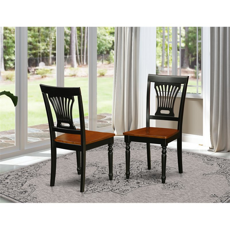 East West Furniture Plainville 11 quotWood Dining Chairs in Black/Cherry (Set of 2)   Traditional   Dining Chairs   by Homesquare  Houzz