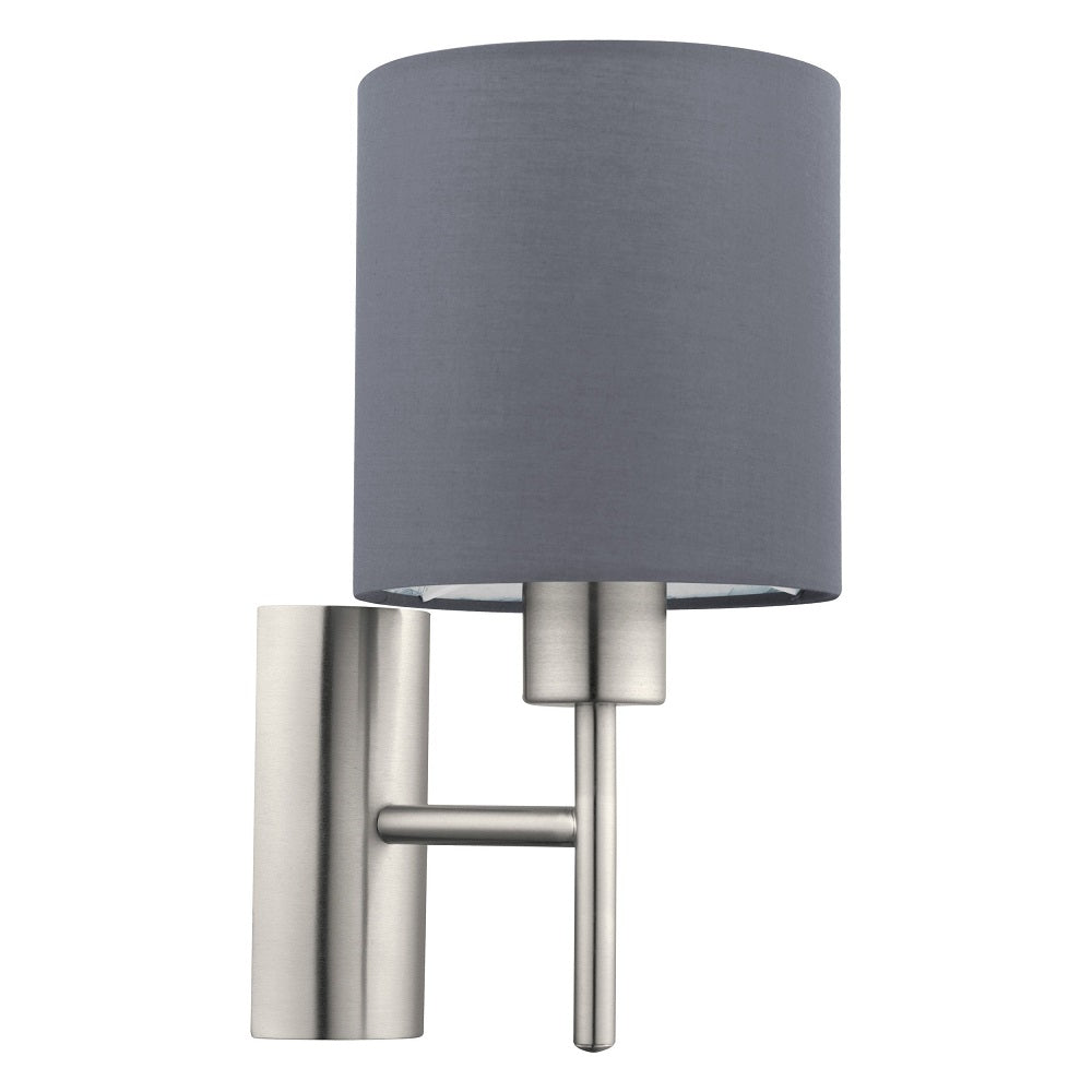 Eglo 94926 Pasteri Satin Nickel Vintage Wall Light with Grey Shade