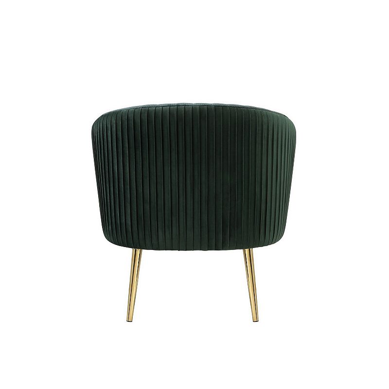 Accent Chair with Channel Stitching and Metal Legs， Green