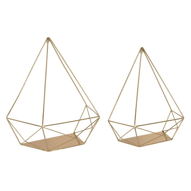 2pc Prouv Diamond Shaped Shelf Set Gold Kate amp Laurel All Things Decor