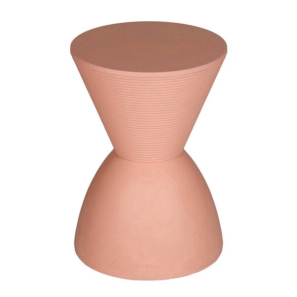 Niya 17 Inch Side End Table，Round Top，Pedestal Base，Indoor Outdoor，Pink