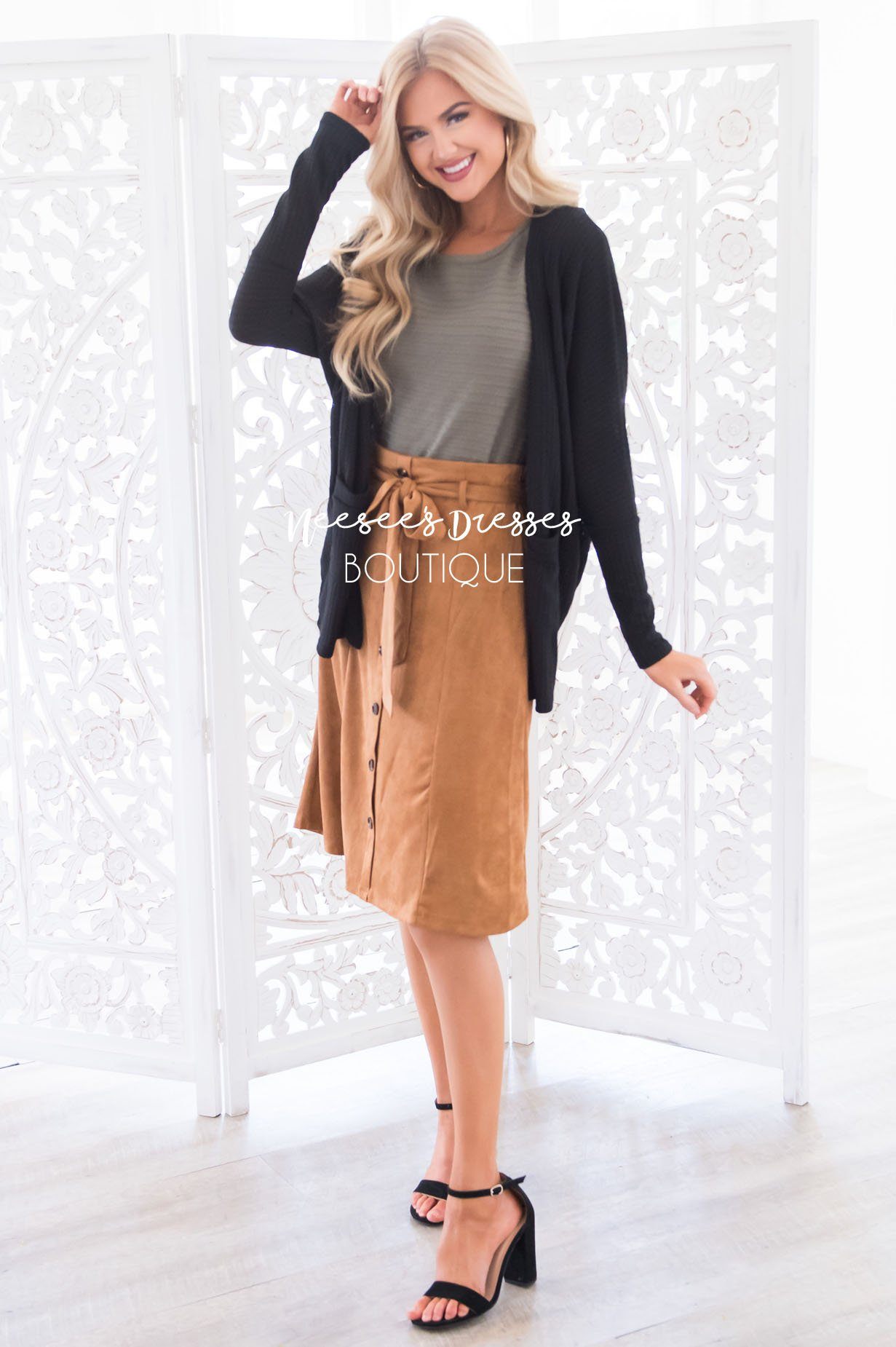 Trip to Tribeca Button Skirt