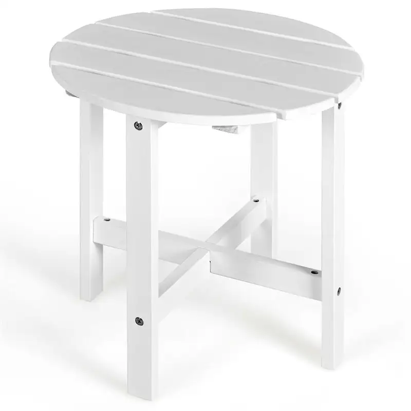 18’’ Outdoor Round Bistro Side Table Wood Slat End Table for Garden