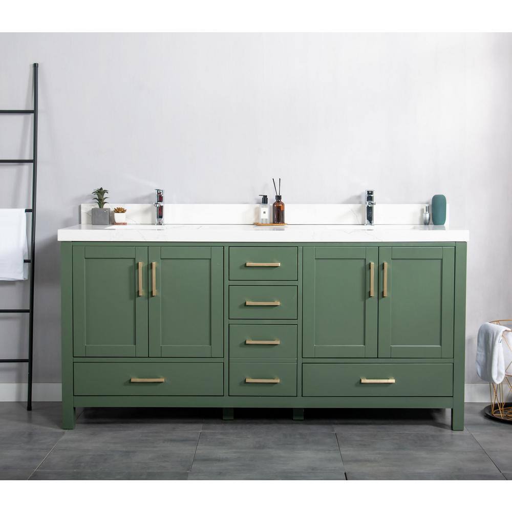 Willow Collections Malibu 60 in. W x 22 in. D x 36 in. H Double Sink Bath Vanity in Lafayette Green with 2 in. Carrara Marble Top MLB_LGN_CARM_60D