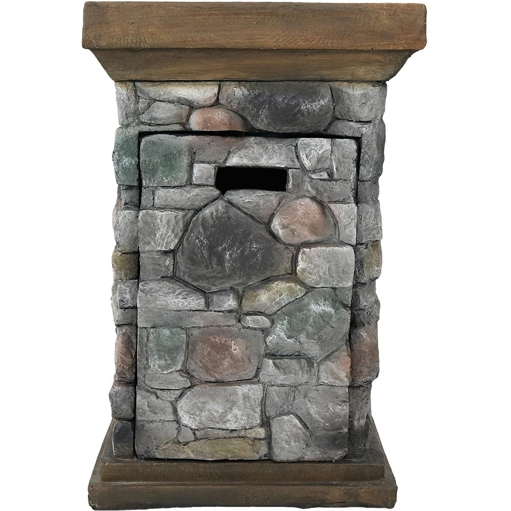 Rock Column Design Propane Gas Fire Pit w/ Cover   Lava Rocks   30\