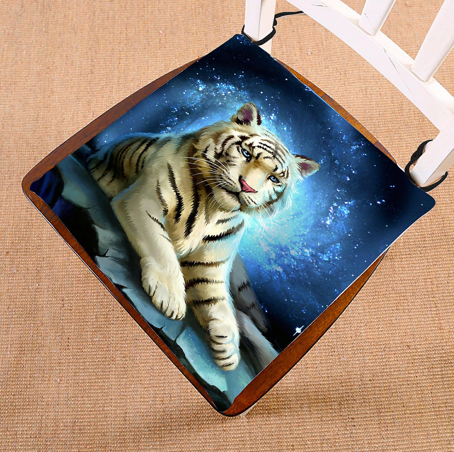 White Tiger King Blue Galaxy Seat Cushion Chair Cushion Floor Cushion 50x50 Cm