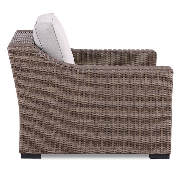 Manhattan Rustic Wicker Rattan Lounge Arm Chair，Beige