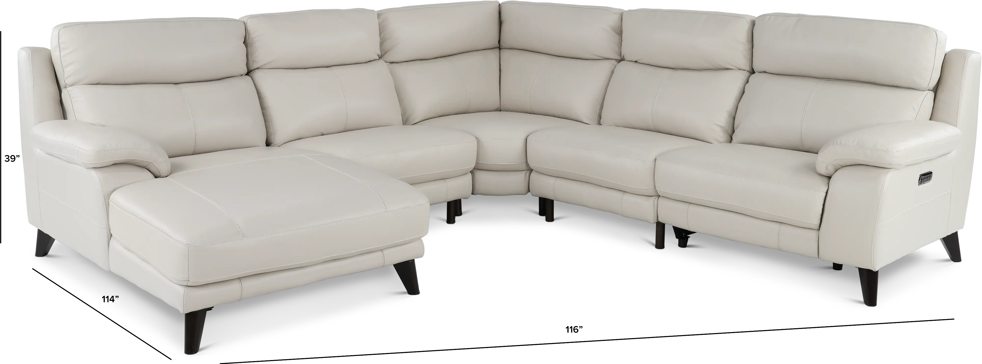 Venice White 5 Piece Power Reclining Sectional