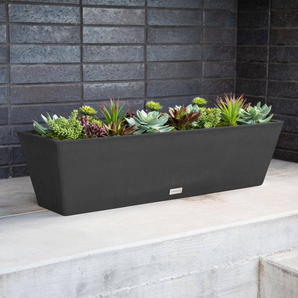 Veradek 9 in. x 36 in. Black Plastic Window Box (2-Pack) WBV36B-2PK