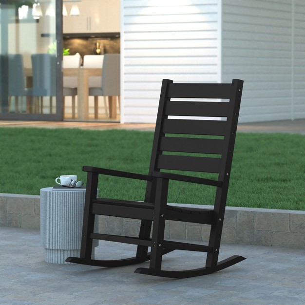 Emma And Oliver Contemporary Rocking Chair All weather Hdpe Indoor outdoor Rocker