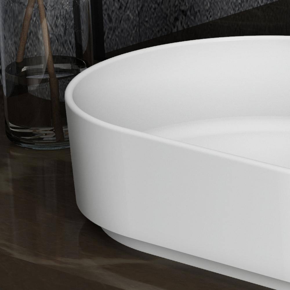 HBEZON 5.3 in. Depth White Solid Surface Rectangular Vessel Sink RS-W1240-23IN