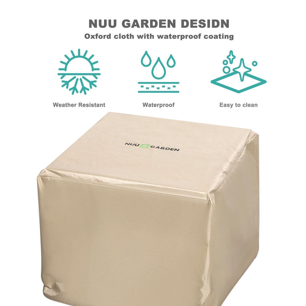 NUU GARDEN MGO Tabletop Square Fire Pit Table with Cover
