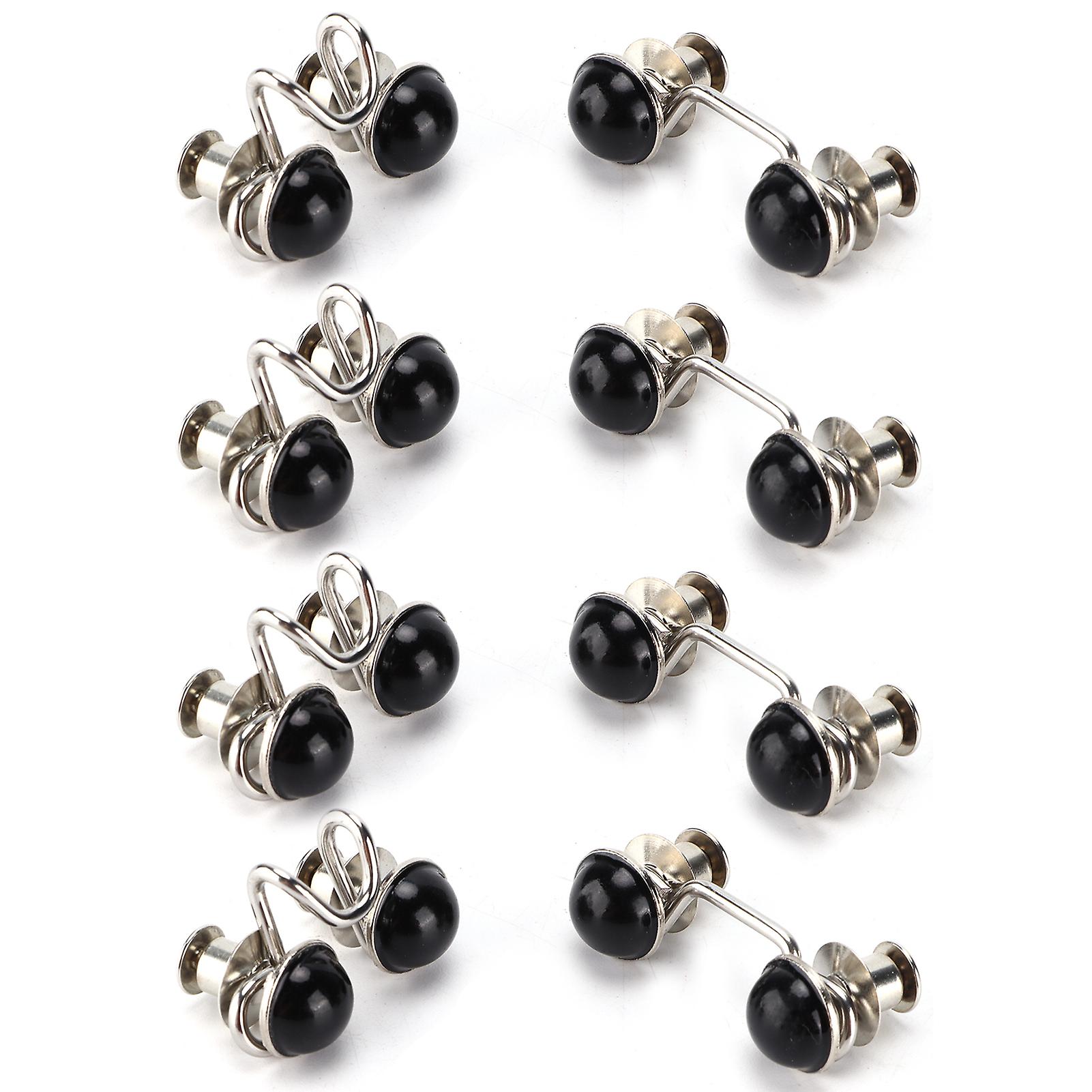 16pcs Button Pins Reusable Sturdy Durable Detachable Card Slot Design Convenient Jean Buttonsmall Black Pearl