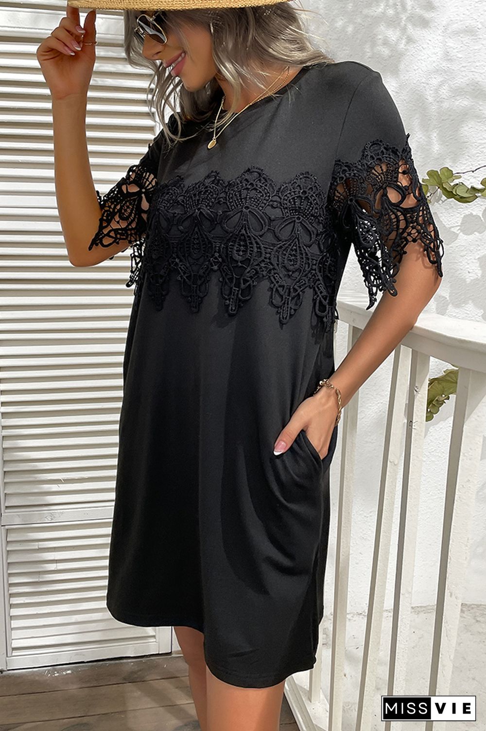 Black Loose Lace Dress Wholesale