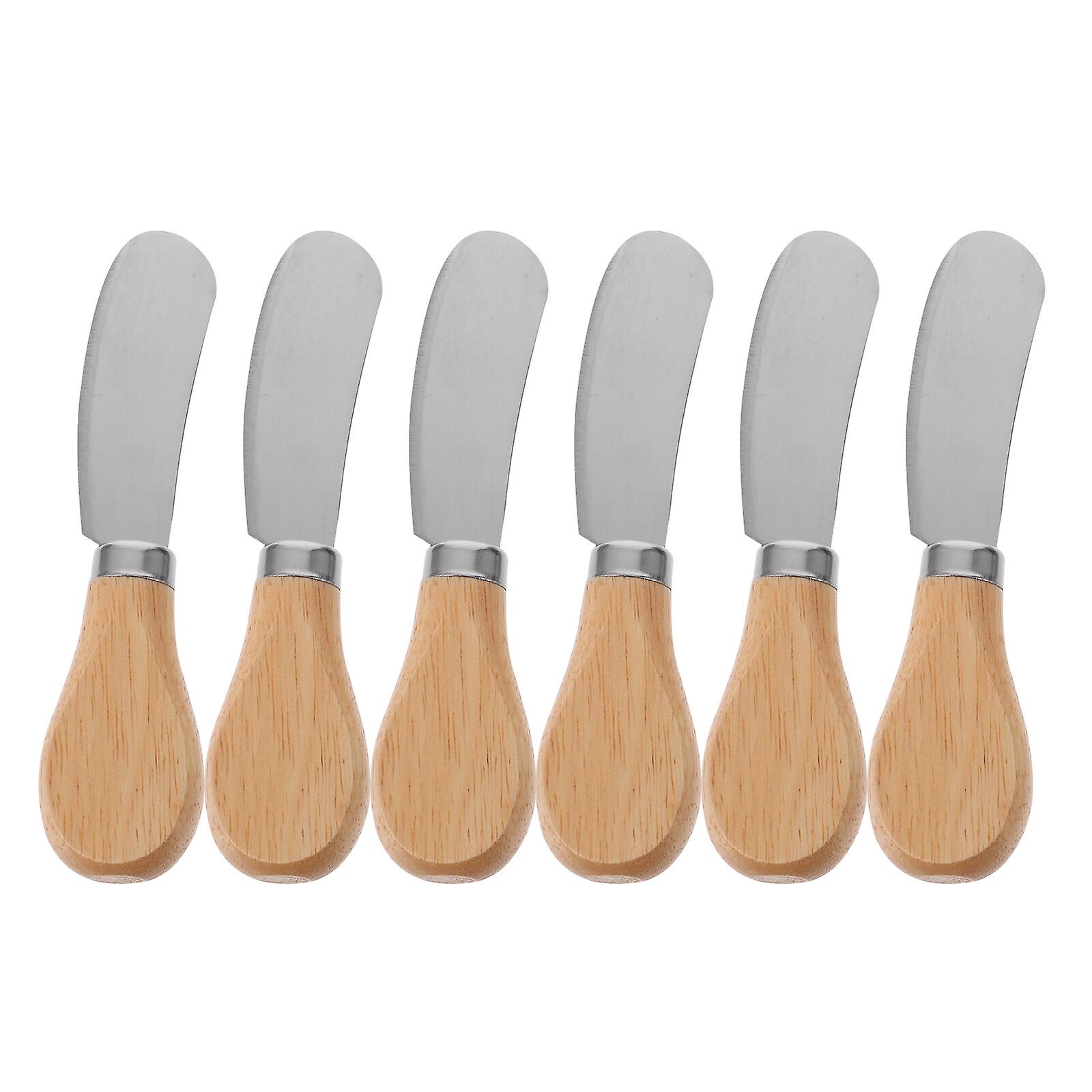 6 Pcs Cheese Spreaders With Wood Handle Stainless Steel Butter Spreader Cutter