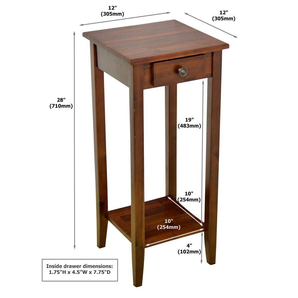 Solid Acacia Wood 27 in. Mahogany Plant Table VTTFT0004DM