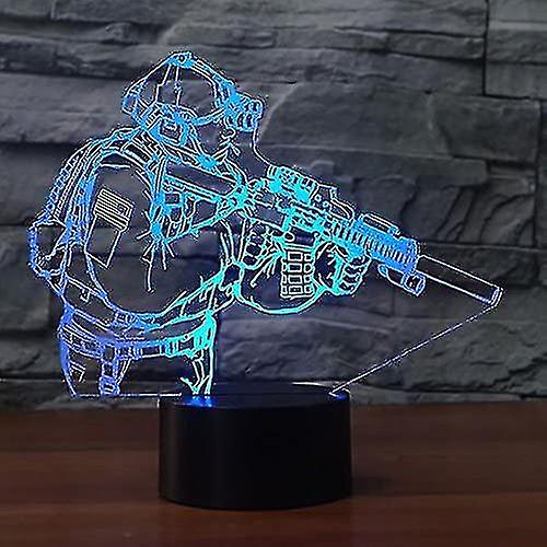 3d Novelty Soldier Night Light Touch Table Desk Optical Illusion Lamps 7 Color Changing Lights Home