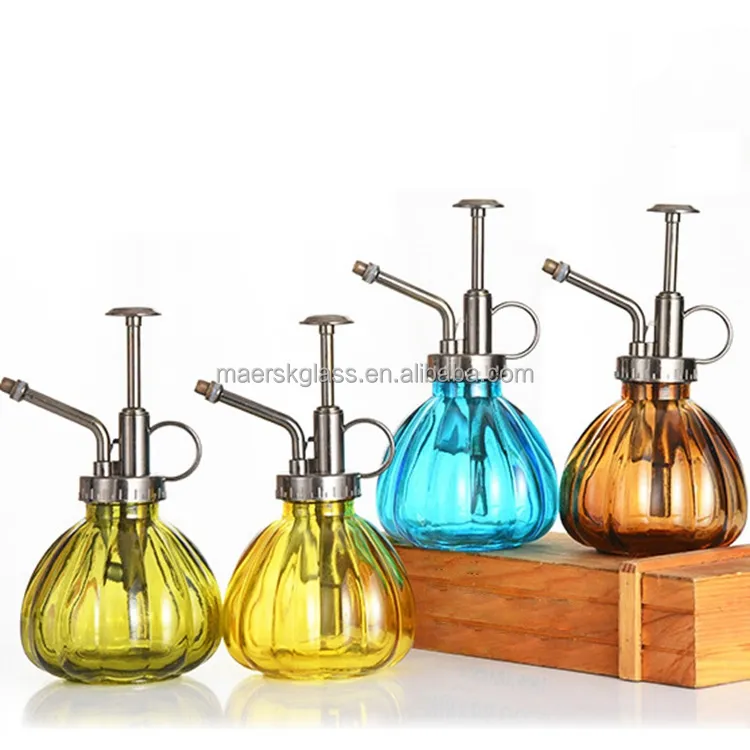 Vintage Style Pump Top Sprayer Water Mister Irrigated Plant Cute Glass Bottle Watering Can Pot with Sprayer