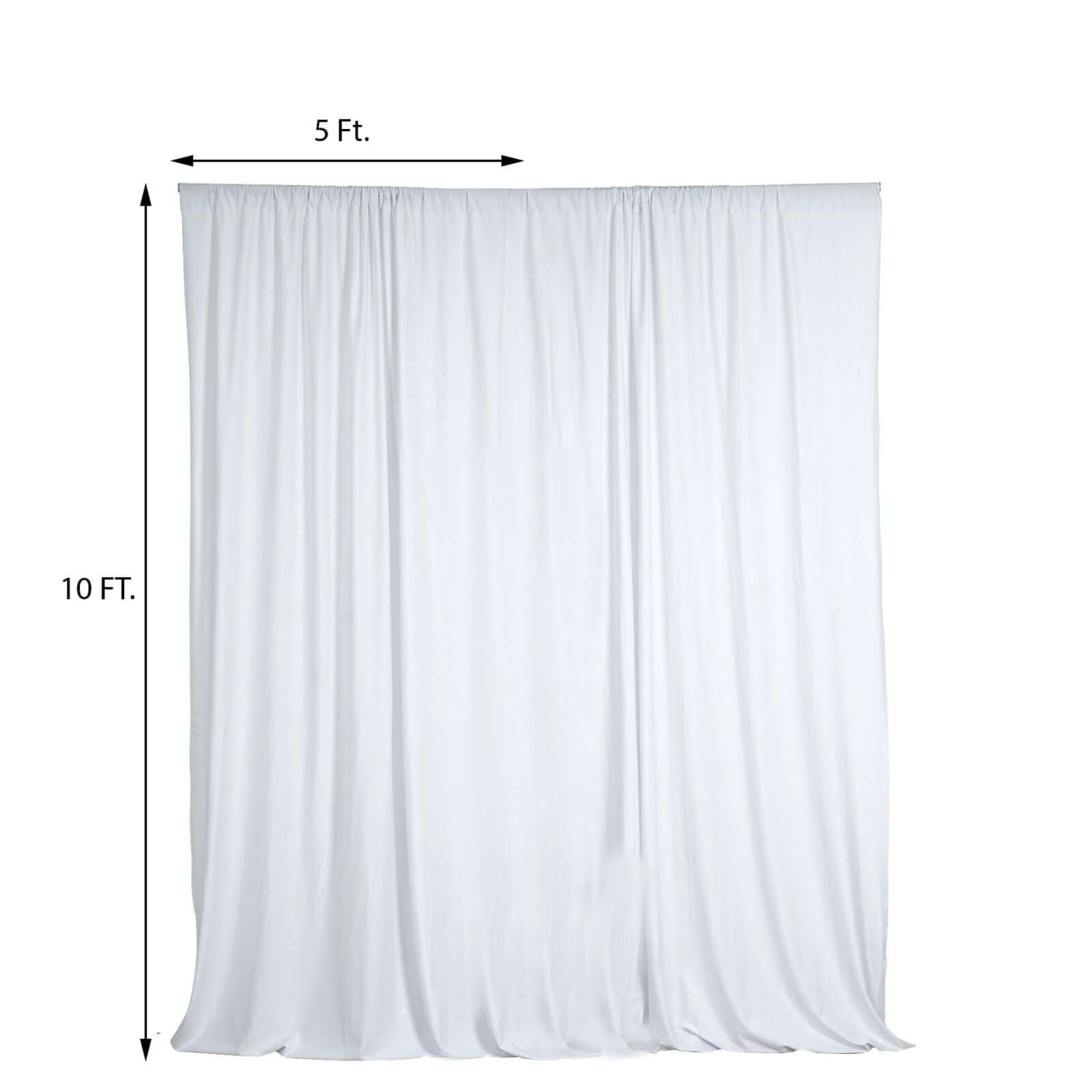 2 Pack White Scuba Polyester Backdrop Drape Curtains, Inherently Flame Resistant Event Divider Panels Wrinkle Free With Rod Pockets - 10ftx10ft