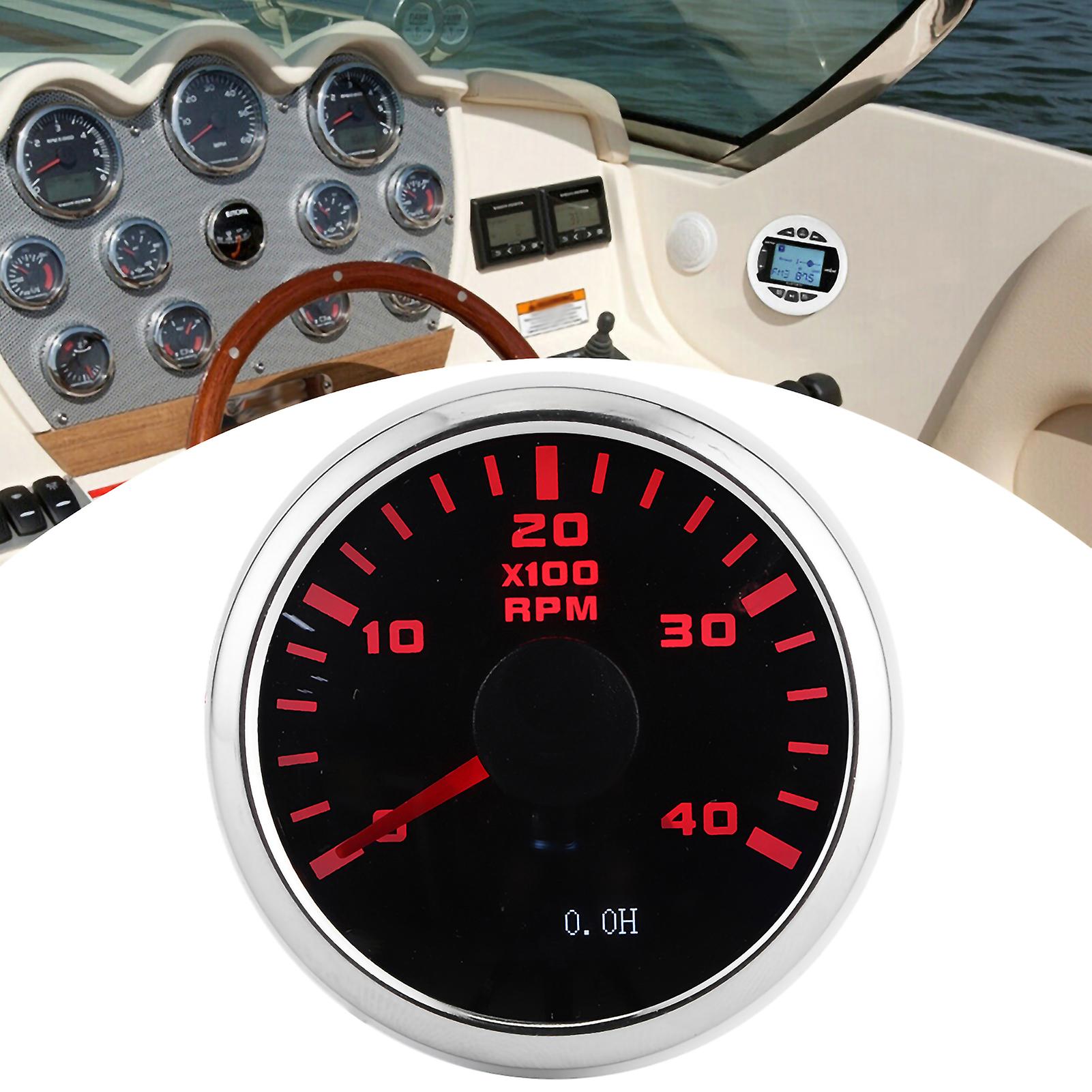 Digital Tachometer Gauge 52mm 4k Rpm Lcd Hour Display Meter Waterproof For Car Yachts Motorcycle