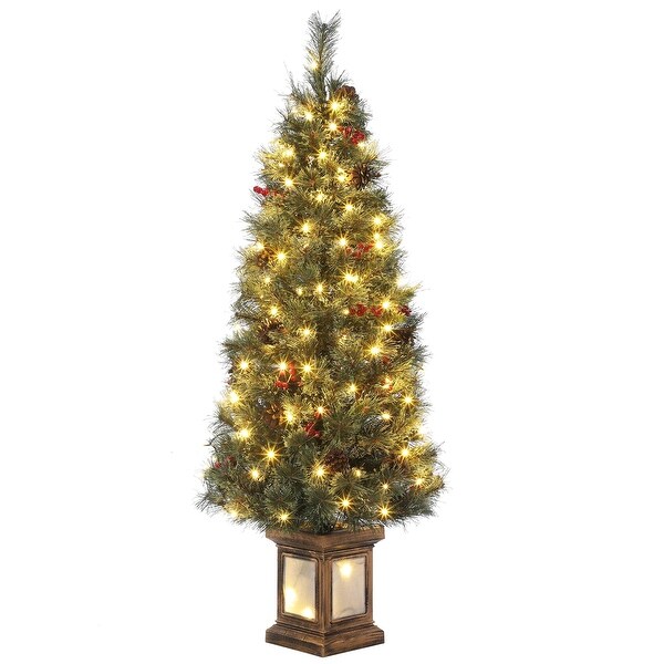 3 Ft Artificial Christmas Trees with Lighting Elk/ Snowman Base