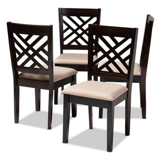 Baxton Studio Caron Sand Brown and Espresso Fabric Dining Chair (Set of 4) 153-9401-HD