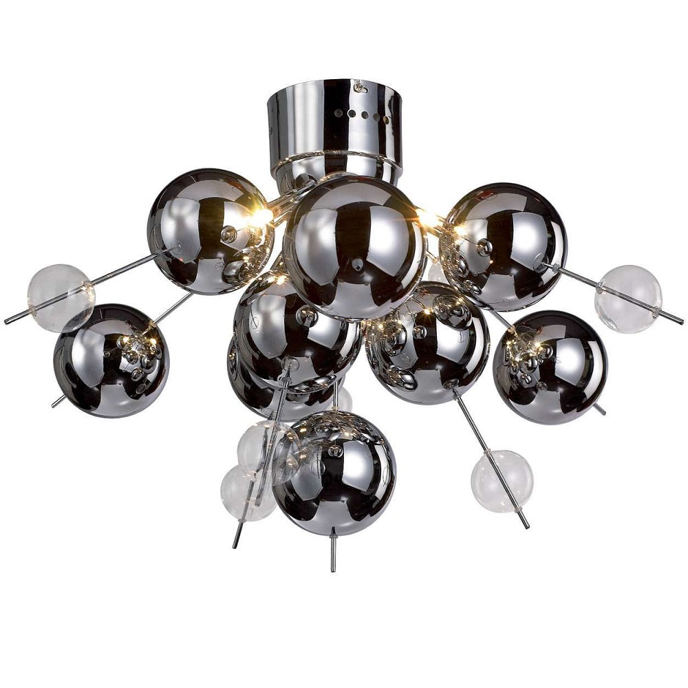 Febland LBL23C/6 Molecular Polished Chrome & Clear Bauble 6 Lamp Semi Flush Light