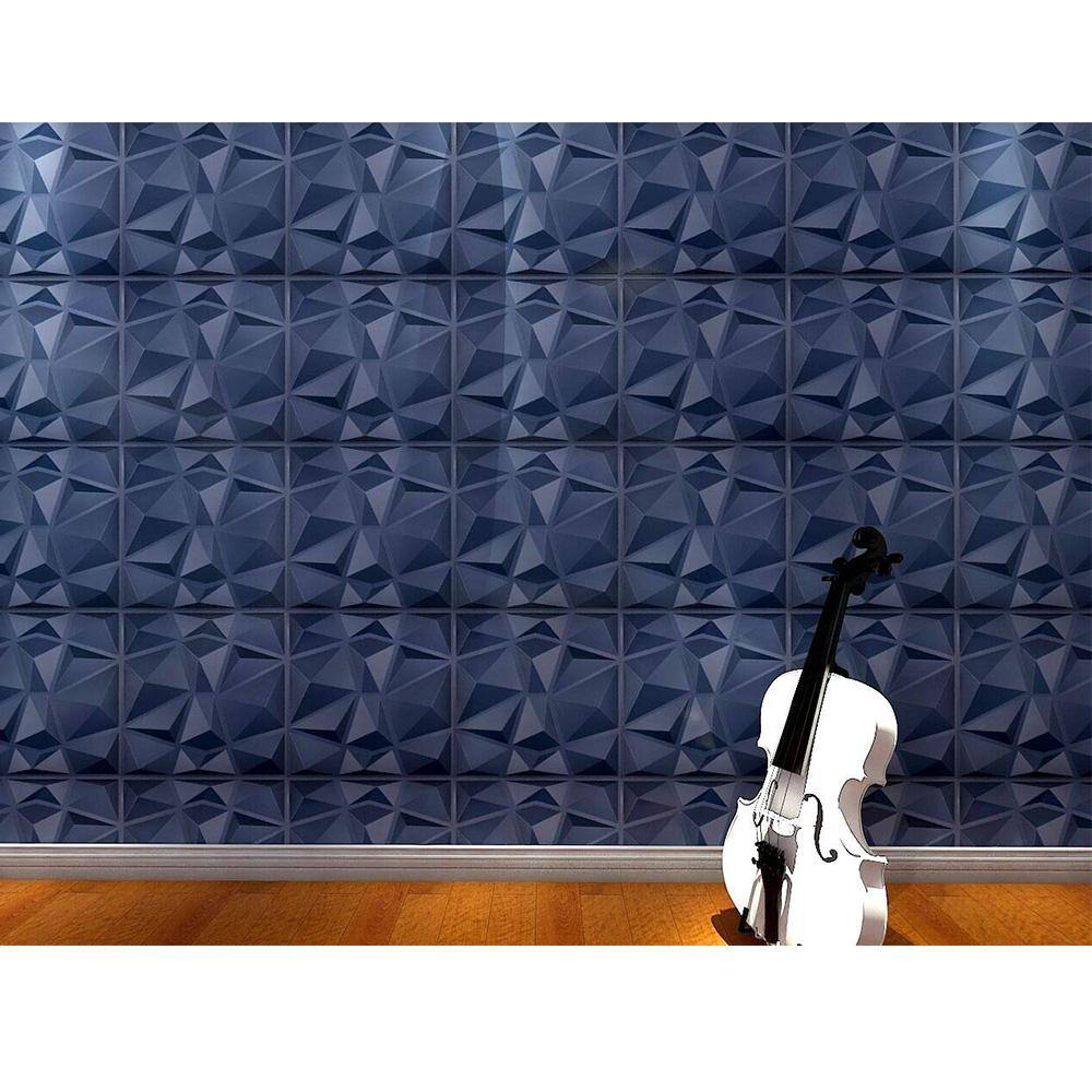 Art3dwallpanels Diamond Decorative 3D PVC Wall Panel Navy Blue 19.7 x 19.7 in. ( 32 sq. ft. case) A10hd38BL