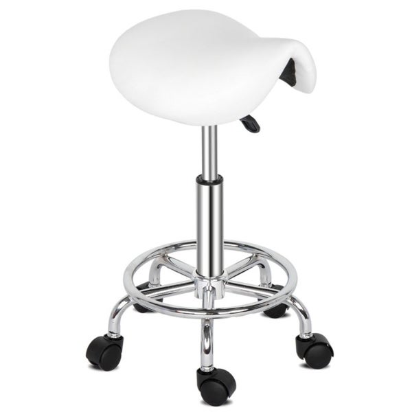 Saddle Stool Ha Ha Feet Rotation Bar Stool White - (37 x 34 x 51-65)cm (L x W x H)