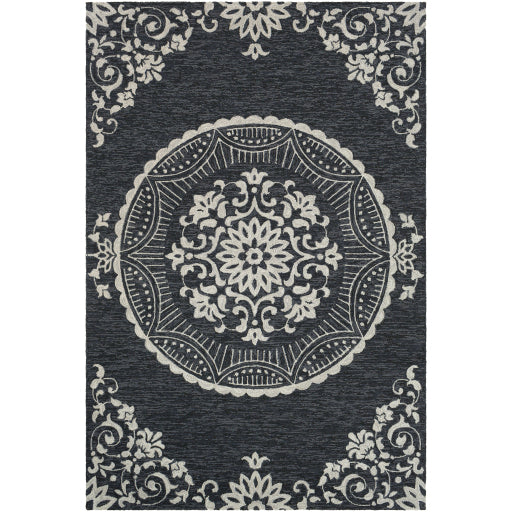 Rain Medallion Indoor/Outdoor Charcoal Rug