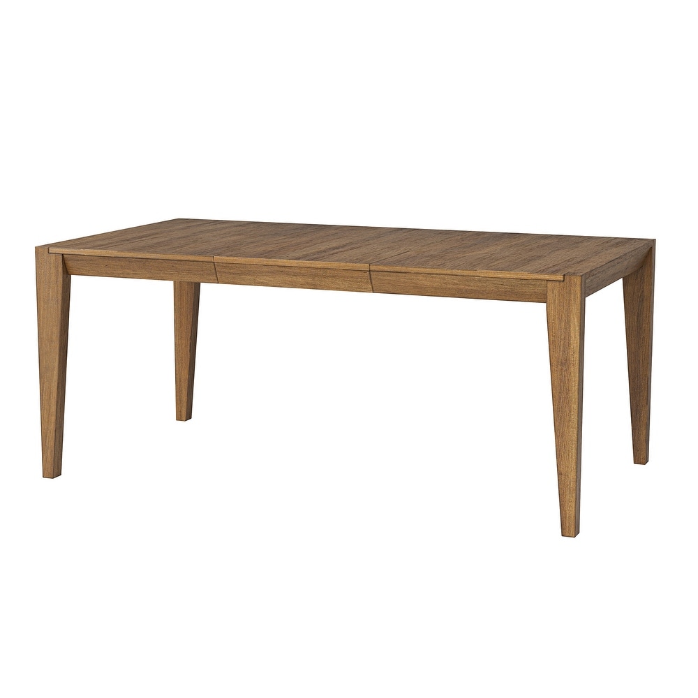 Estela Mid century Modern Natural Rubberwood 70 in Four Leg Dining Table Seats 8 by HULALA HOME