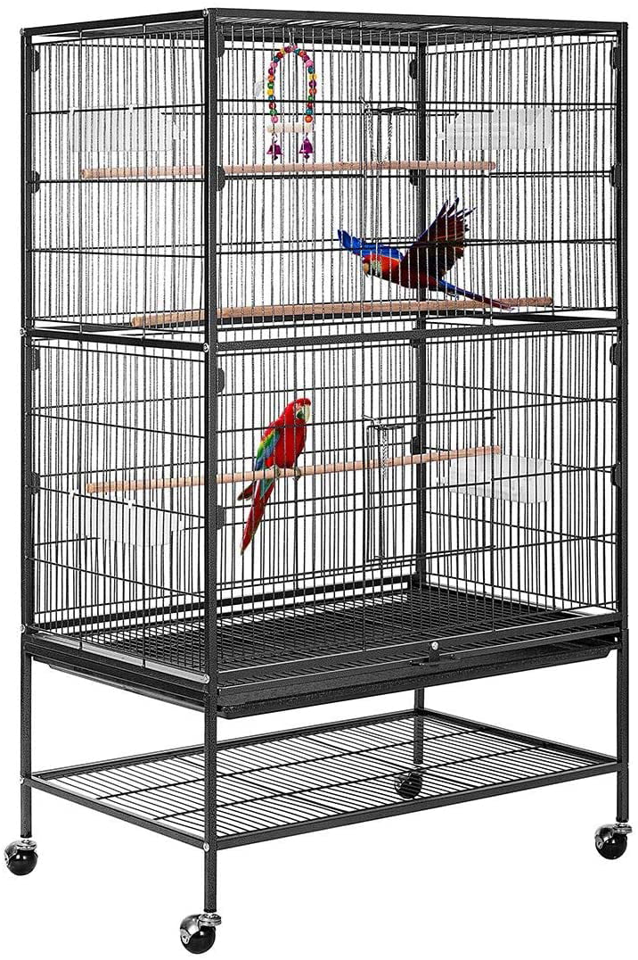 VIVOHOME 53 Inch Wrought Iron Large Bird Cage with Rolling Stand for Parrots Conures Lovebird Cockatiel Parakeets