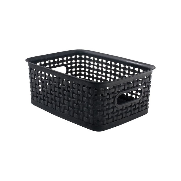 Advantus Plastic Weave Bin Black Small 36000