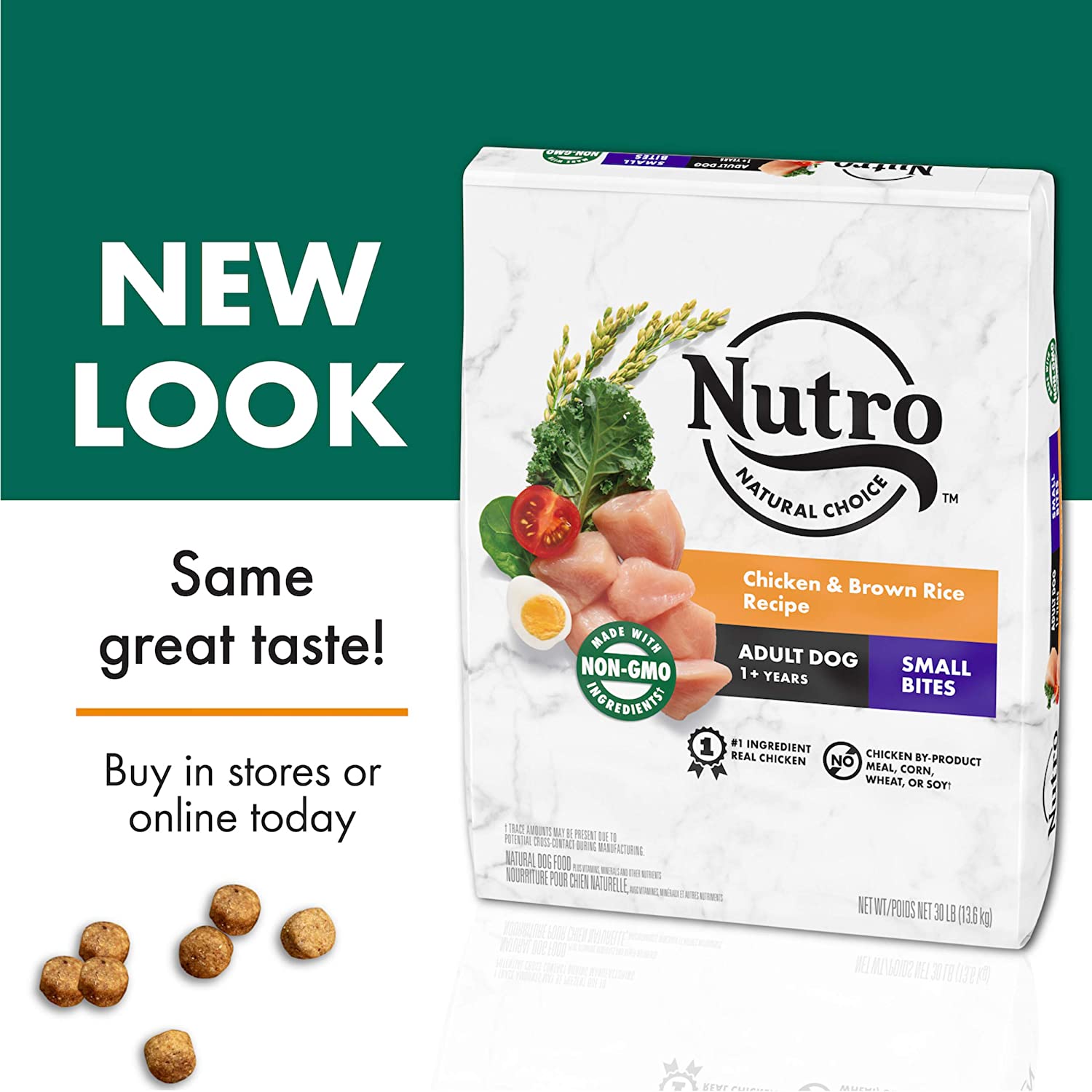 NUTRO NATURAL CHOICE Small Bites Adult Dry Dog Food Chicken and Brown Rice Recipe 30 Pound (Pack of 1)