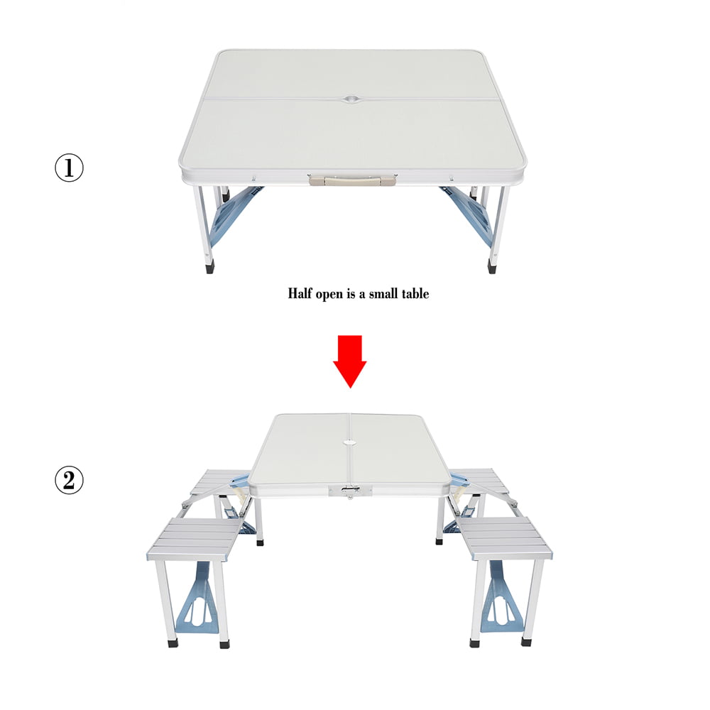 Foldable Picnic Table Portable with 4 Seaters and Umbrella Hole for Camping BBQ