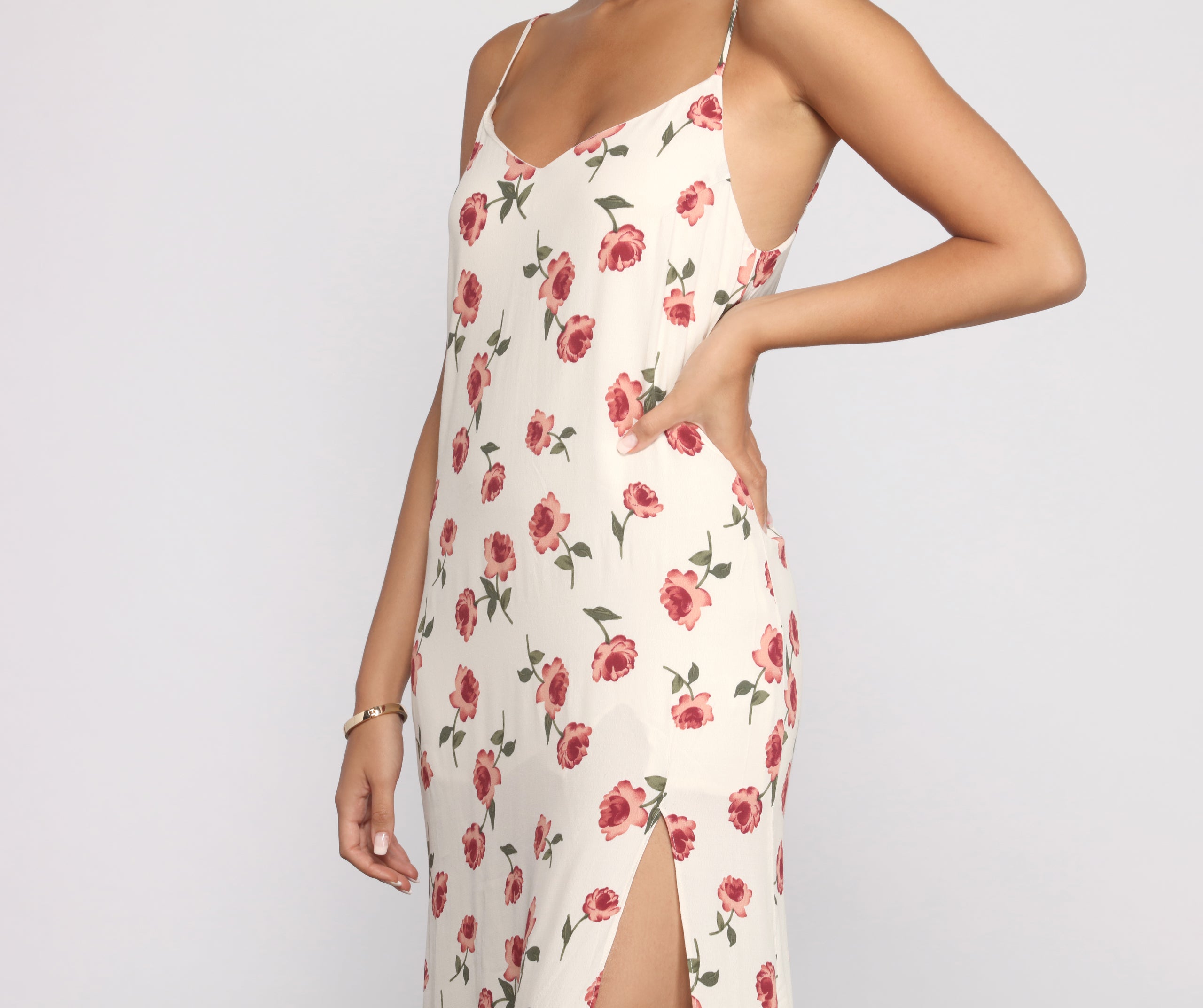 Keep It Rosey Slip Midi Dress