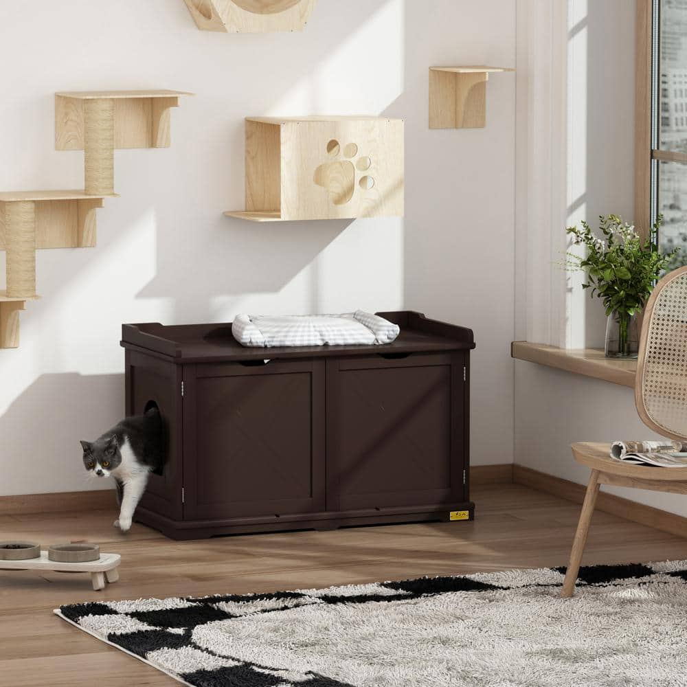 COZIWOW Cat Litter Box Enclosure Large Box House with Table CW12W0321